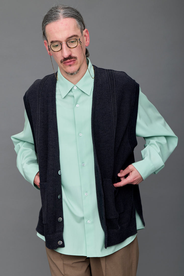 YASHIKI    Shirotsume V-neck Vest（白詰草） YSK-26SS-KN09 BLACK