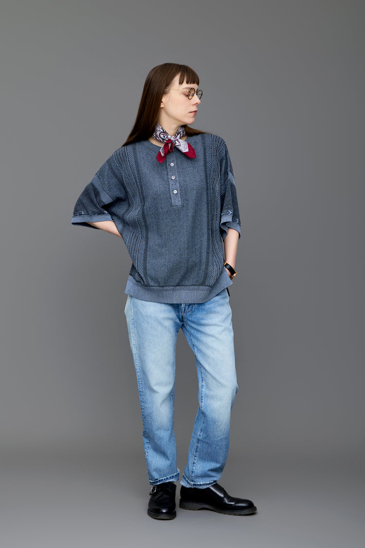 YASHIKI Ryokufu Henley Knit (Green Wind) YSK-26SS-KN13 BLUE