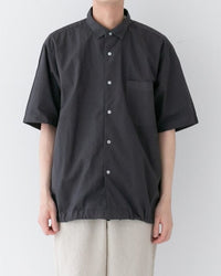 RINEN / 	70/1ツイル 裾ヒモ半袖レギュラーカラーシャツ 10クロ