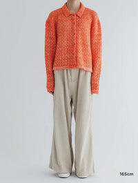 MEYAME WOOL LACE KNIT CARDIGAN MEY-2527 ORANGE