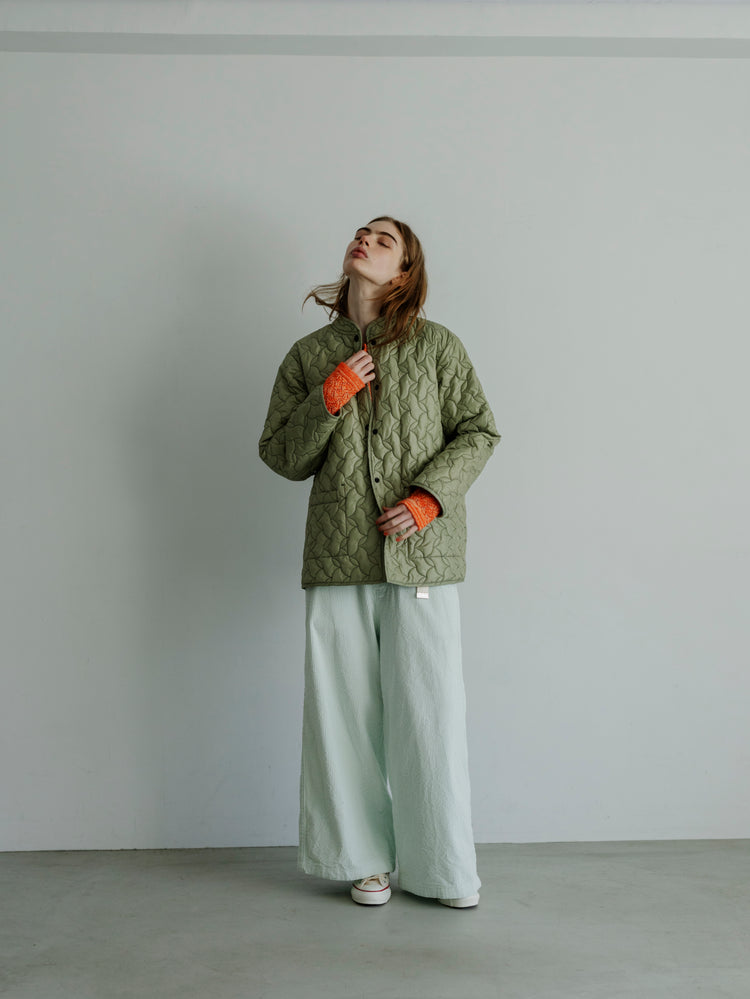 MEYAME REVERSIBLE QUILTED JACKET MEY-2509 OLIVE×BLACK