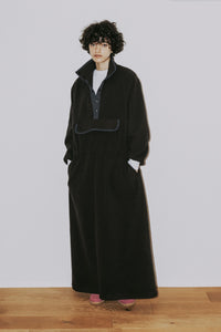 MEYAME / FLLECE SNAP LONG DRESS OLIVE