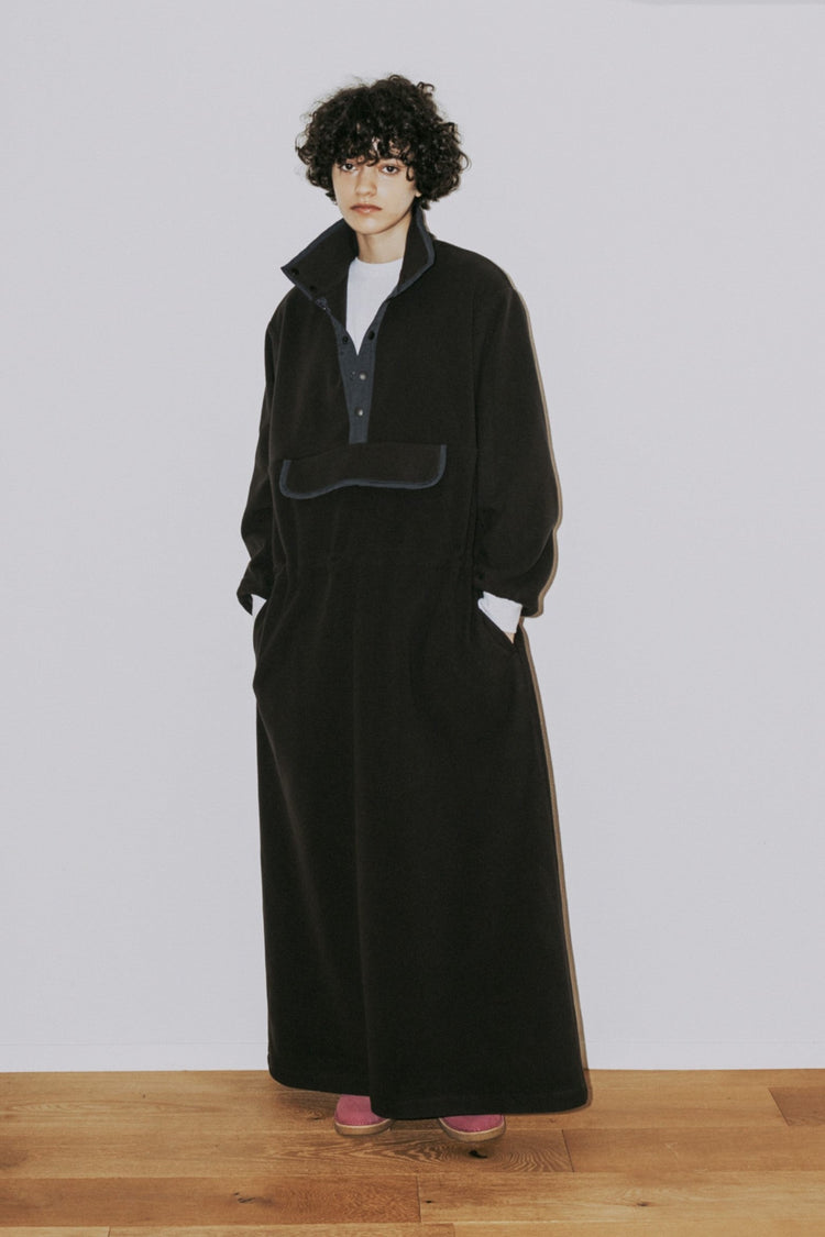 MEYAME / FLLECE SNAP LONG DRESS OLIVE