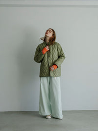 MEYAME CORDUROY SIDE LINE WIDE PANTS MEY-2518 LIGHT GREEN