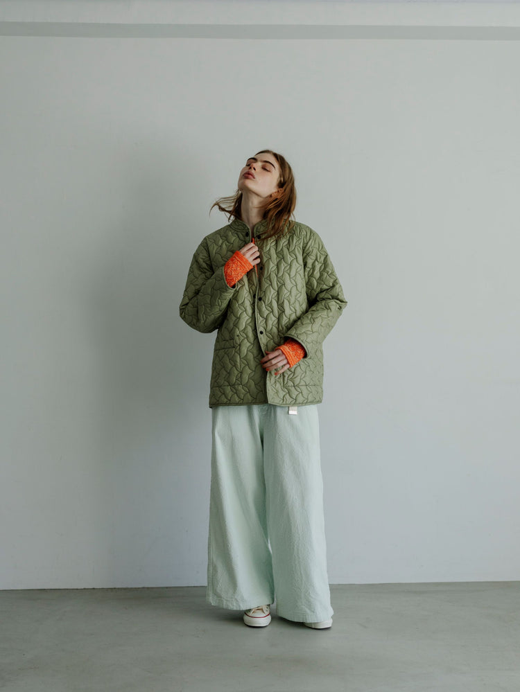 MEYAME CORDUROY SIDE LINE WIDE PANTS MEY-2518 LIGHT GREEN
