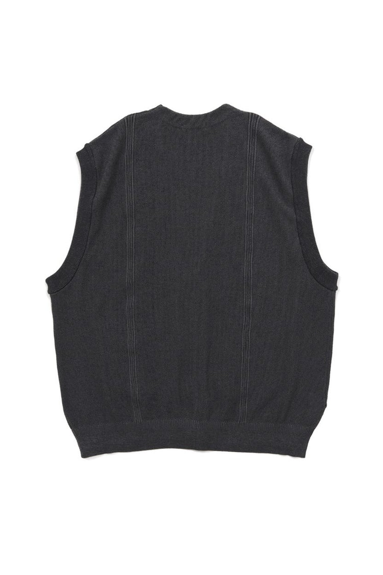 YASHIKI Shirotsume V-neck Vest (White Clover) YSK-26SS-KN09 BLACK