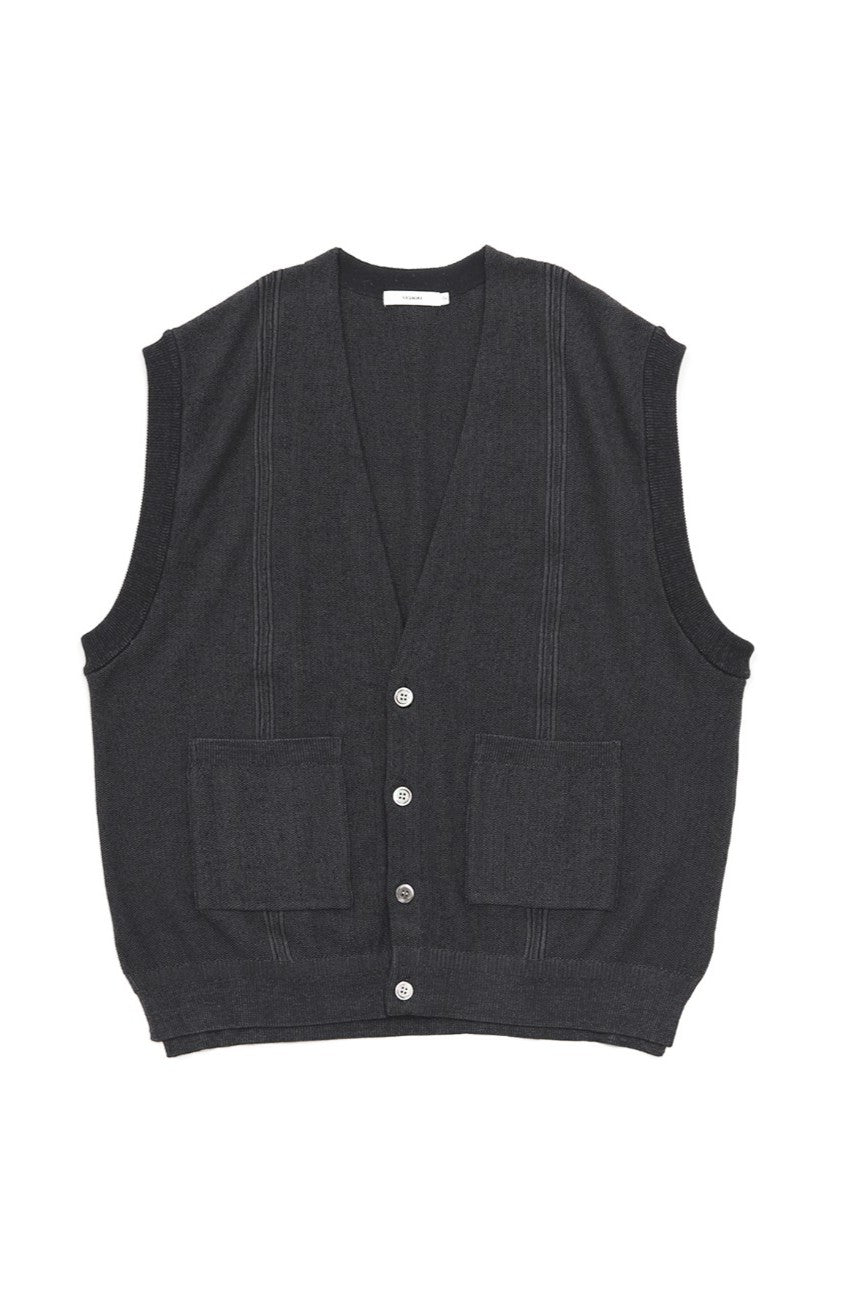 YASHIKI Shirotsume V-neck Vest（白詰草） YSK-26SS-KN09 BLACK