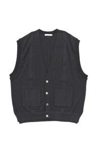 YASHIKI Shirotsume V-neck Vest (White Clover) YSK-26SS-KN09 BLACK