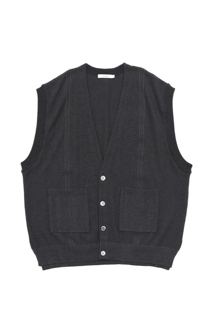 YASHIKI Shirotsume V-neck Vest (White Clover) YSK-26SS-KN09 BLACK