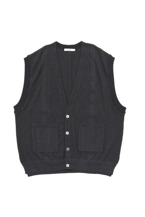 YASHIKI    Shirotsume V-neck Vest（白詰草） YSK-26SS-KN09 BLACK