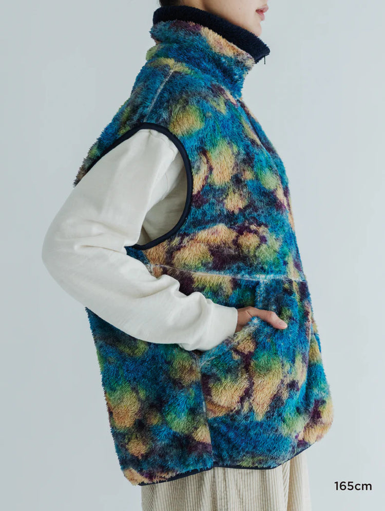 MEYAME PRINT SOLID REVERSIBLE FLEECE VEST MEY-2510 BLUE
