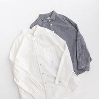 RINEN / 80/2 Downproof Regular Collar Shirt 71. Stripe White x Navy