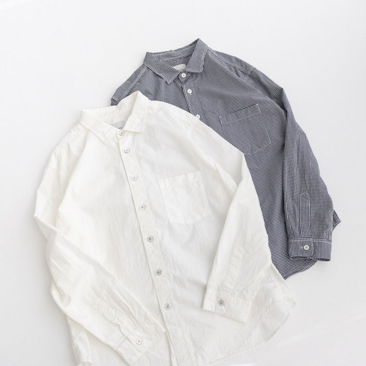 RINEN / 80/2 Downproof Regular Collar Shirt 71. Stripe White x Navy