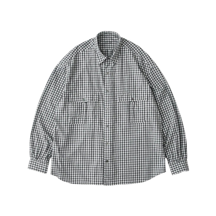 PORTER CLASSIC ROLL UP HEATHER GINGHAM CHECK SHIRT (GIZA 120/2)