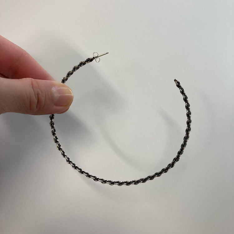 FIRST AMERICAN TRADERS / Sterling Silver Hoop Earrings Chain Line LLA