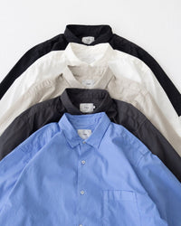 RINEN / 70/1 Twill Short-Sleeve Regular Collar Shirt with Drawstring Hem, 04 Charcoal