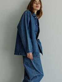 MEYAME DENIM WIDE TUCK PANTS MEY-2516 BLUE