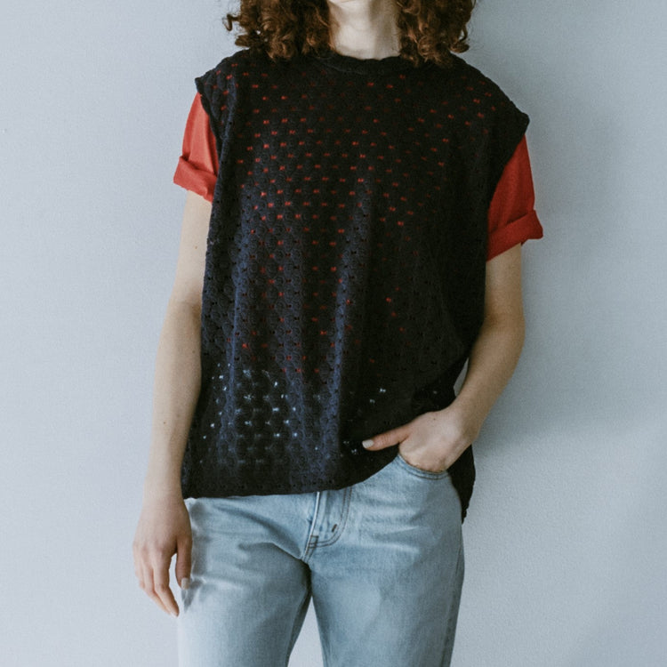 MEYAME / FRONT &amp; BACK LACE SLEEVELESS NAVY