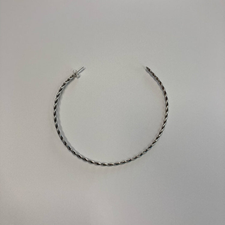 FIRST AMERICAN TRADERS / Sterling Silver Hoop Earrings, Twisted Line, LLB