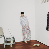 MEYAME / TUCKED JACQUARD BORDER PULLOVER HEATHER GRAY