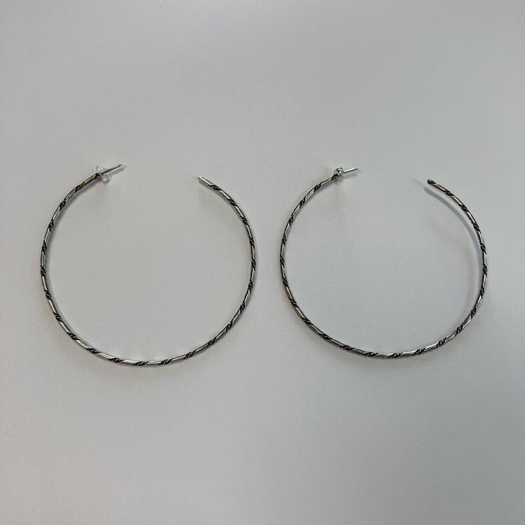 FIRST AMERICAN TRADERS / Sterling Silver Hoop Earrings Chain Line LLA