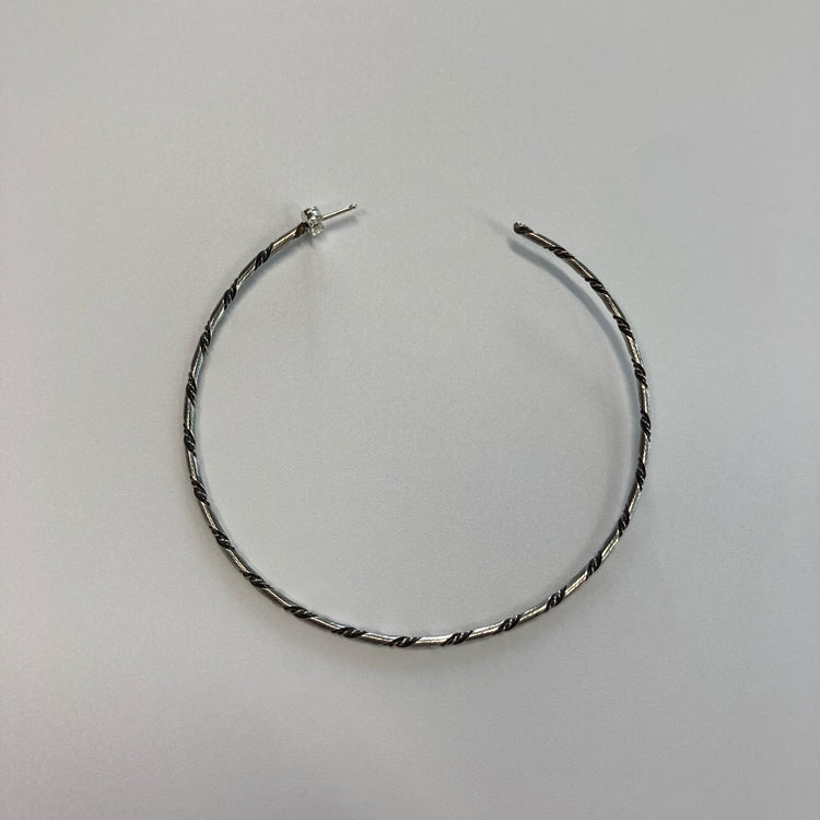 FIRST AMERICAN TRADERS / Sterling Silver Hoop Earrings Chain Line LLA