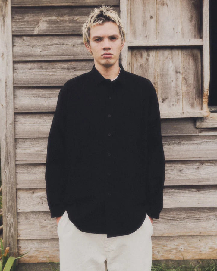 THE DAY BRUSHED COTTON SHIRT BLACK