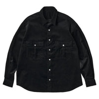 PORTER CLASSIC  ROLL UP ORGANIC CORDUROY SHIRT BLACK (14WALE) BFA-P-016-4306