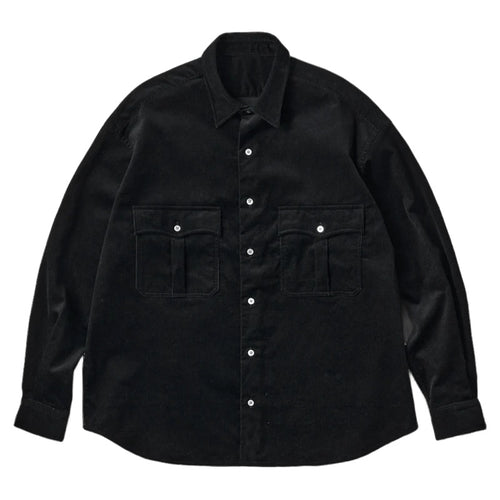 PORTER CLASSIC  ROLL UP ORGANIC CORDUROY SHIRT BLACK (14WALE) BFA-P-016-4306