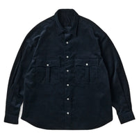 PORTER CLASSIC  ROLL UP ORGANIC CORDUROY SHIRT NAVY (14WALE) BFA-P-016-4306