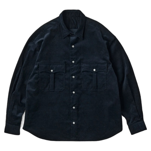 PORTER CLASSIC  ROLL UP ORGANIC CORDUROY SHIRT NAVY (14WALE) BFA-P-016-4306