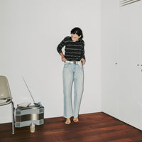 MEYAME   TUCKED JACQUARD BORDER PULLOVER BLACK