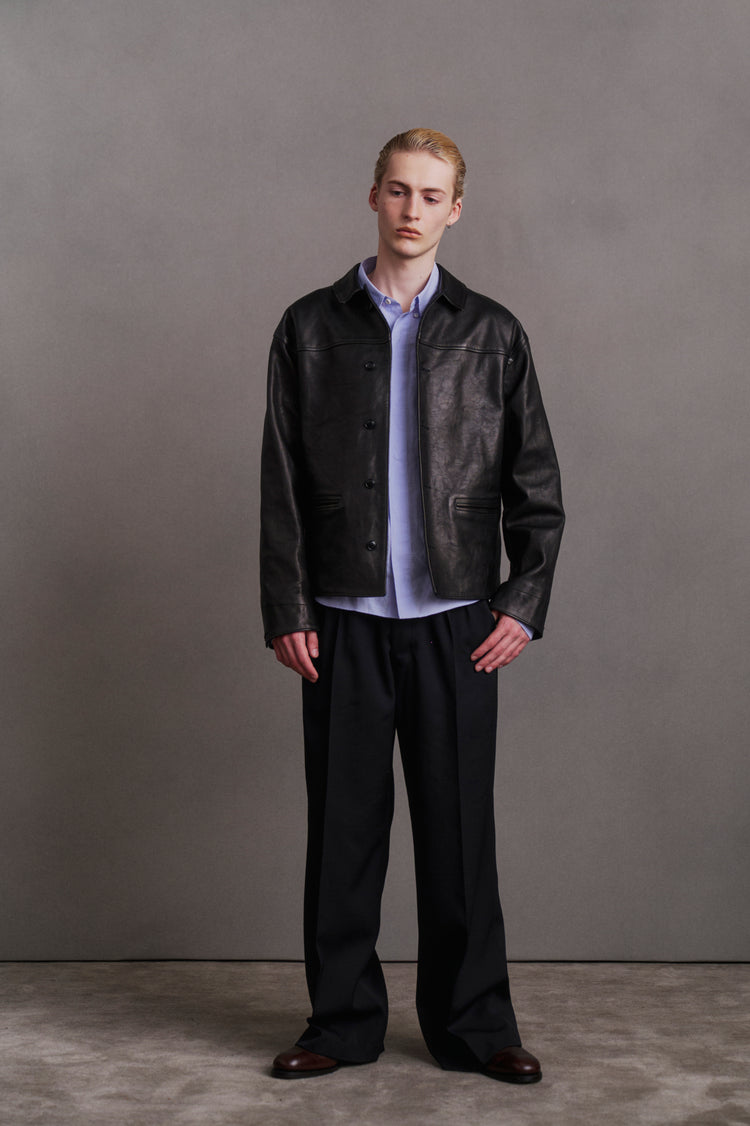 OLD JOE BRAND   PATINA HORSE-HIDE PINKERTON JACKET 262OJ-JK19 PATINA BLACK