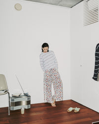 MEYAME  SIDE LINE WIDE PANTS  (FLOWER)  WHITE