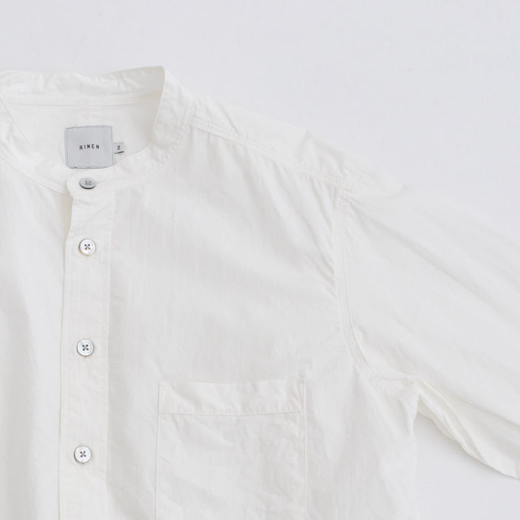 RINEN / 80/2 Downproof Stand Collar Shirt 01. White