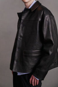 OLD JOE BRAND   PATINA HORSE-HIDE PINKERTON JACKET 262OJ-JK19 PATINA BLACK