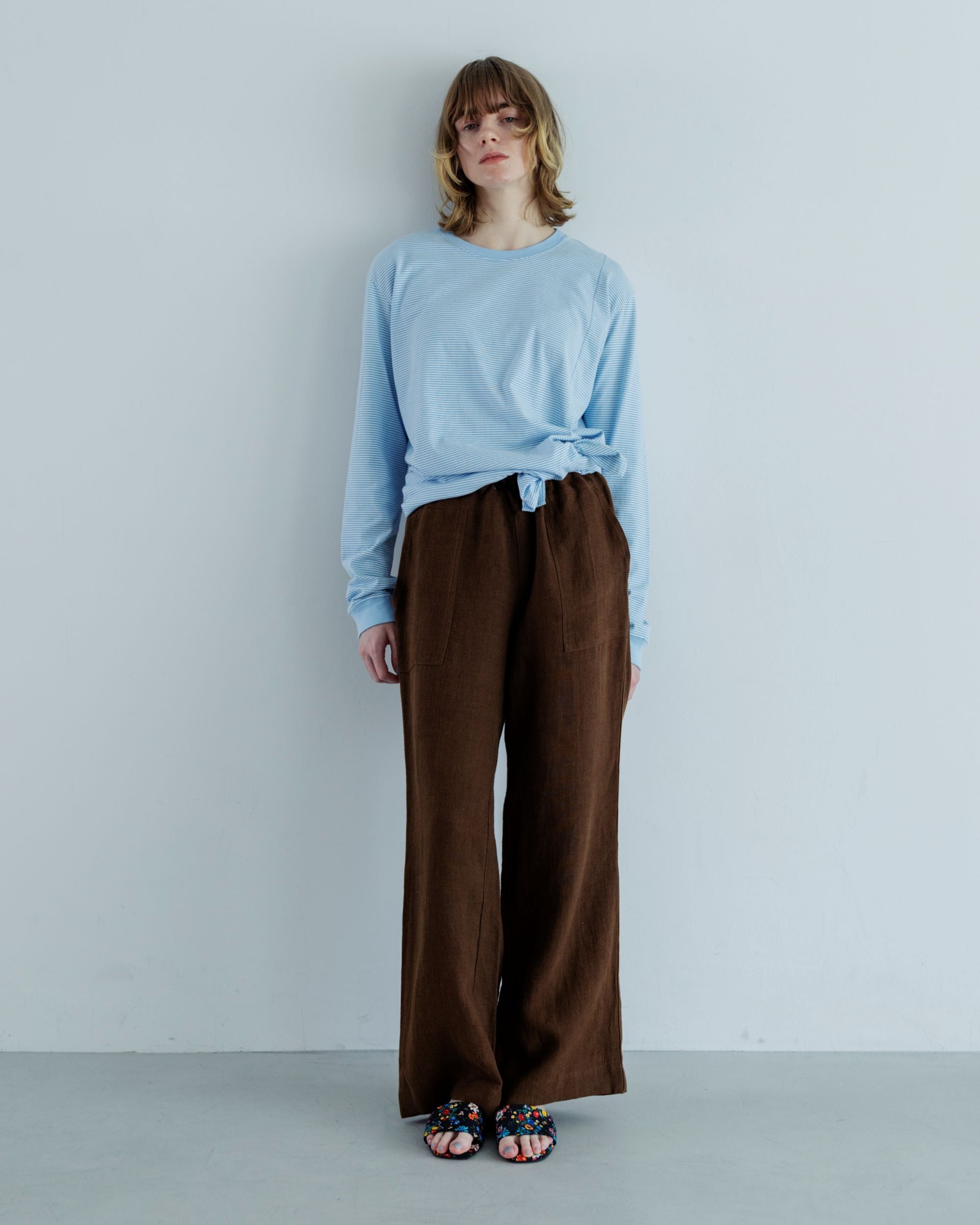 MEYAME BORDER SLIT LONG SLEEVE TEE BLUE – CASDAY / キャスデイ