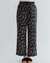 MEYAME  COZY PANTS (FLOWER) MEY-2319 BLACK