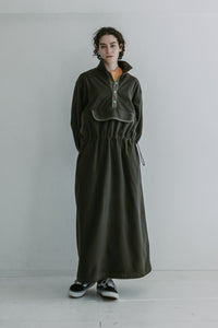 MEYAME / FLLECE SNAP LONG DRESS BLACK