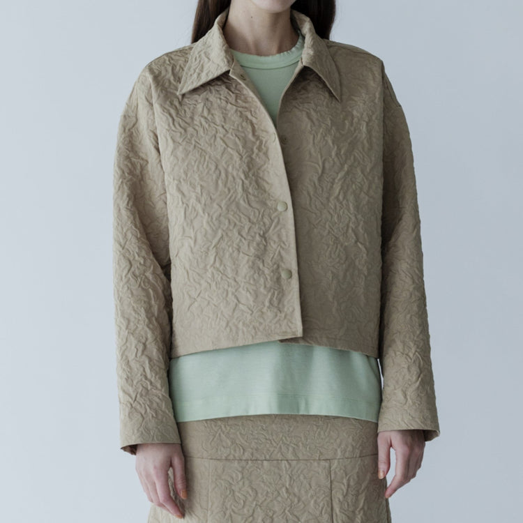 MEYAME / FLORAL SHORT COACH JACKET BEIGE