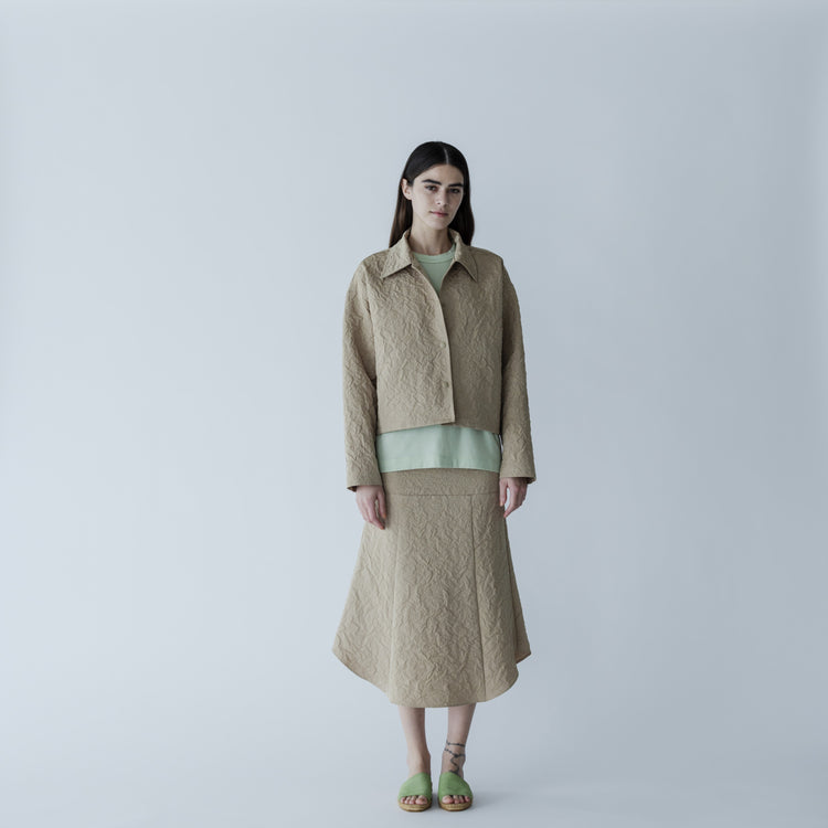 MEYAME / FLORAL SHORT COACH JACKET BEIGE