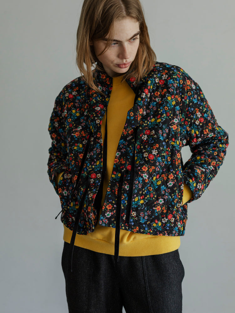 MEYAME FLOWER QUILTED JACKET MEY-2508 BLACK