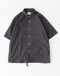 RINEN / 70/1 Twill Short-Sleeve Regular Collar Shirt with Drawstring Hem, 04 Charcoal