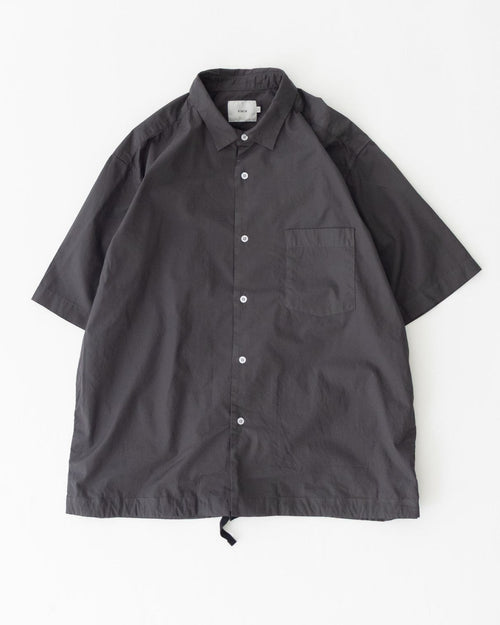 RINEN / 70/1 Twill Short-Sleeve Regular Collar Shirt with Drawstring Hem, 04 Charcoal
