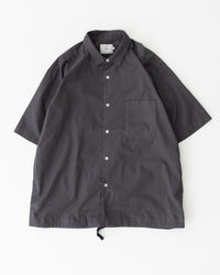 RINEN / 	70/1ツイル 裾ヒモ半袖レギュラーカラーシャツ 04チャコール