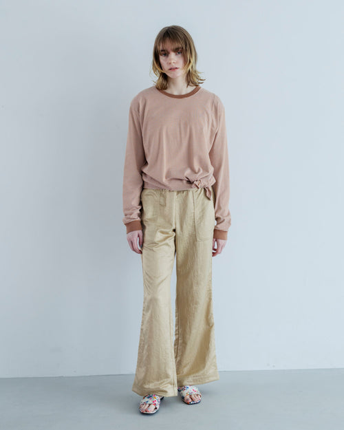 MEYAME BORDER SLIT LONG SLEEVE TEE BROWN