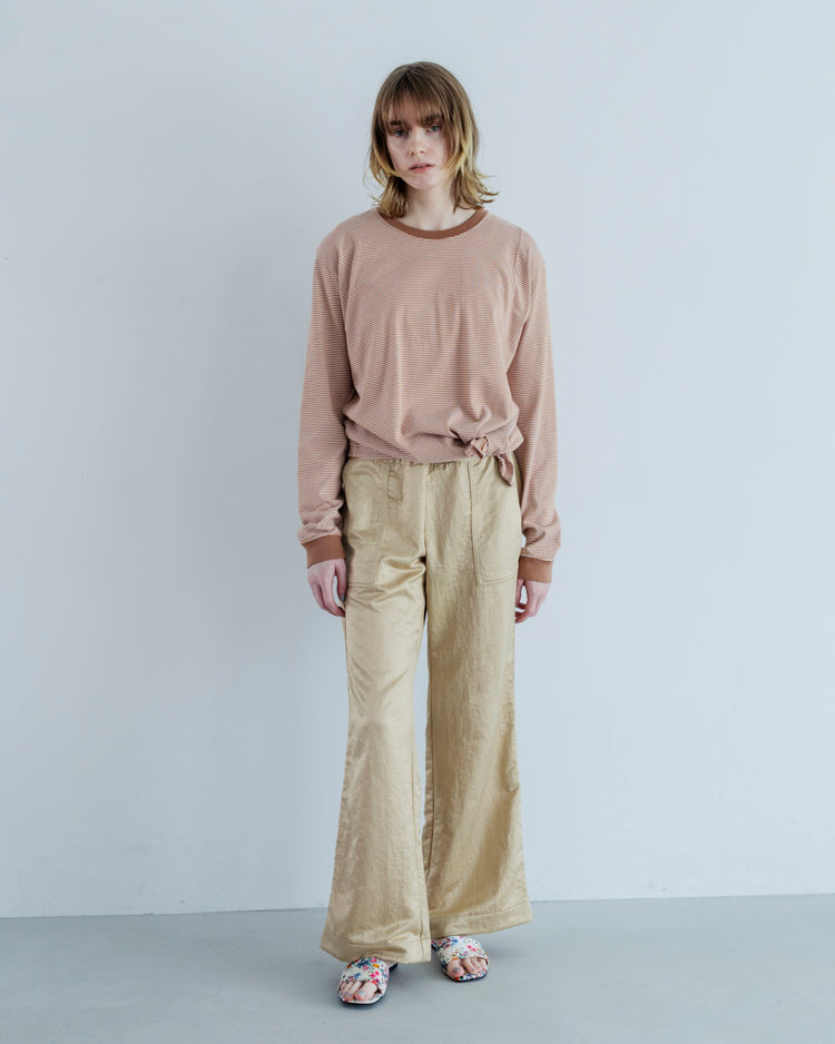 MEYAME  BORDER SLIT LONG SLEEVE TEE BROWN