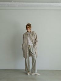 MEYAME TUCKED JACQUARD BORDER CARDIGAN PULLOVER MEY-2500 PINK