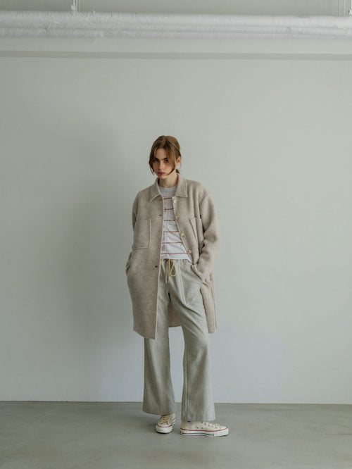 MEYAME TUCKED JACQUARD BORDER CARDIGAN PULLOVER MEY-2500 HEATHER GREY