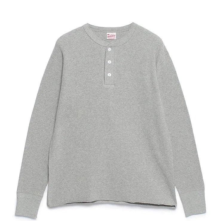 Healthknit / Thermal King Waffle Henley Neck Long Sleeve H.GRAY